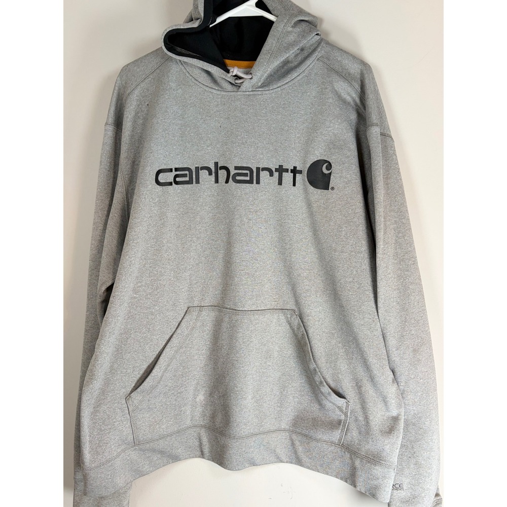 Carhartt Force Extremes Mens Gray Heather Graphic Logo Hoodie Sweatshirt